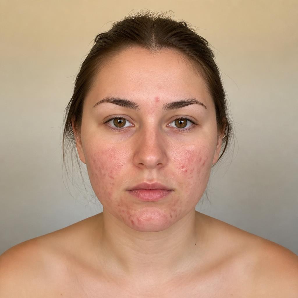 Customer's skin before starting the Flarelit ritual
